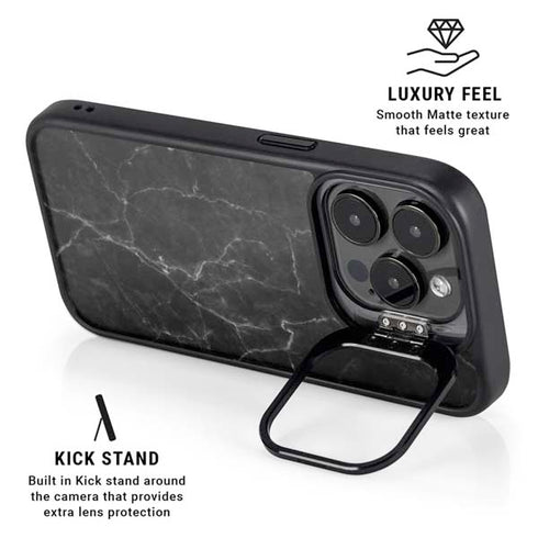 Black Marble iPhone 15 Pro Max Kickstand Case